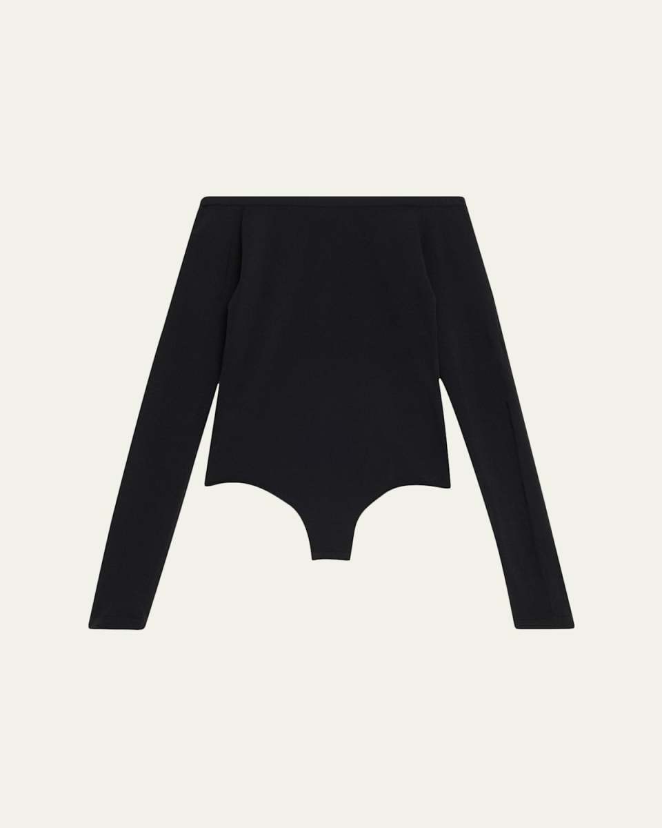 Off-The-Shoulder Long-Sleeve Sculpting Bodysuit